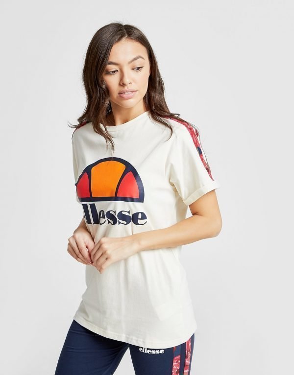 Ellesse Anne-Marie Stripe Boyfriend T-Shirt Kermanvalkoinen