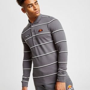 Ellesse Maffio Stripe Long Sleeve Polo Shirt Harmaa