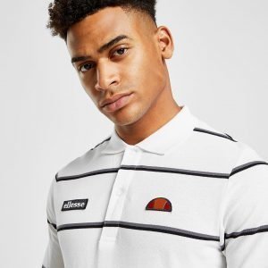 Ellesse Maffio Stripe Long Sleeve Polo Shirt Valkoinen