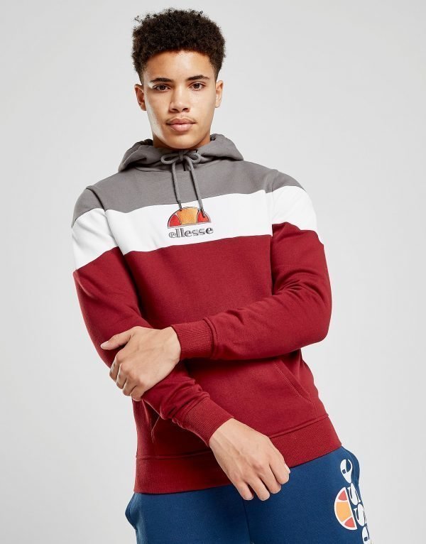 Ellesse Mazarino Colour Block Overhead Hoodie Burgundy / Grey / White