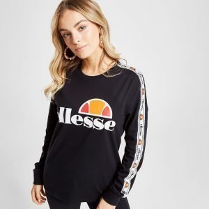 Ellesse Tape Long Sleeve Boyfriend T-Shirt Musta