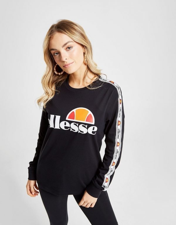 Ellesse Tape Long Sleeve Boyfriend T-Shirt Musta