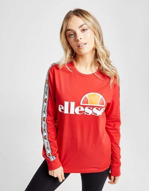 Ellesse Tape Long Sleeve Boyfriend T-Shirt Punainen