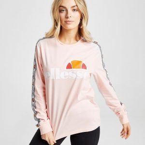 Ellesse Tape Long Sleeve Boyfriend T-Shirt Vaaleanpunainen