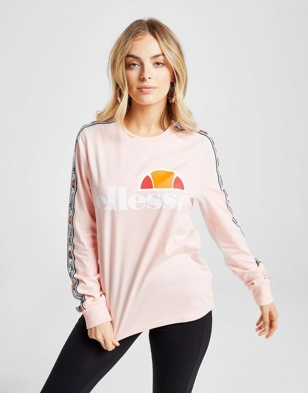 Ellesse Tape Long Sleeve Boyfriend T-Shirt Vaaleanpunainen