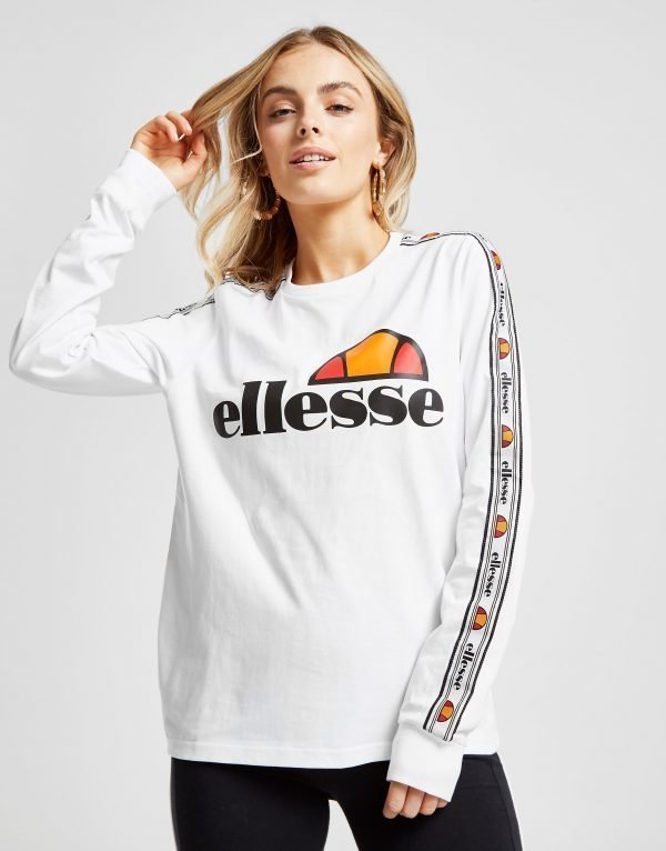 Ellesse Tape Long Sleeve Boyfriend T-Shirt Valkoinen