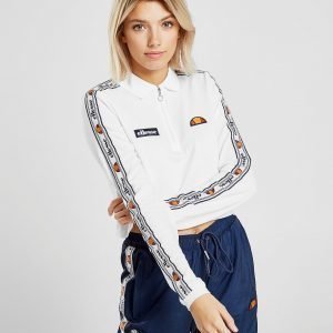 Ellesse Tape Long Sleeve Crop Polo Shirt Valkoinen