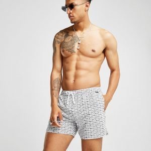 Emporio Armani Ea7 All Over Print Swim Shorts Valkoinen