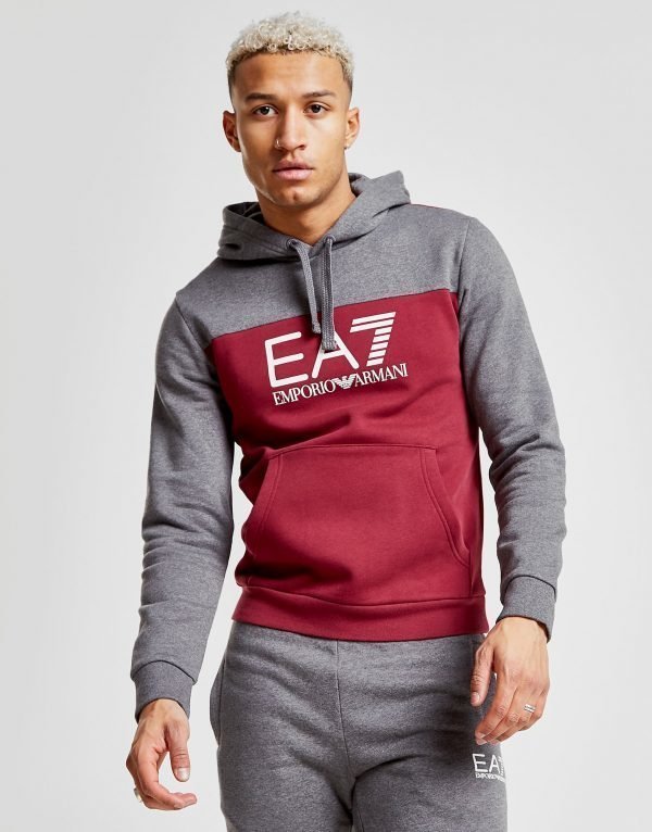 Emporio Armani Ea7 Colour Block Overhead Hoodie Punainen