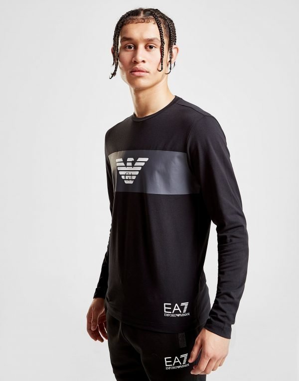 Emporio Armani Ea7 Eagle Strip Long Sleeve T-Shirt Musta