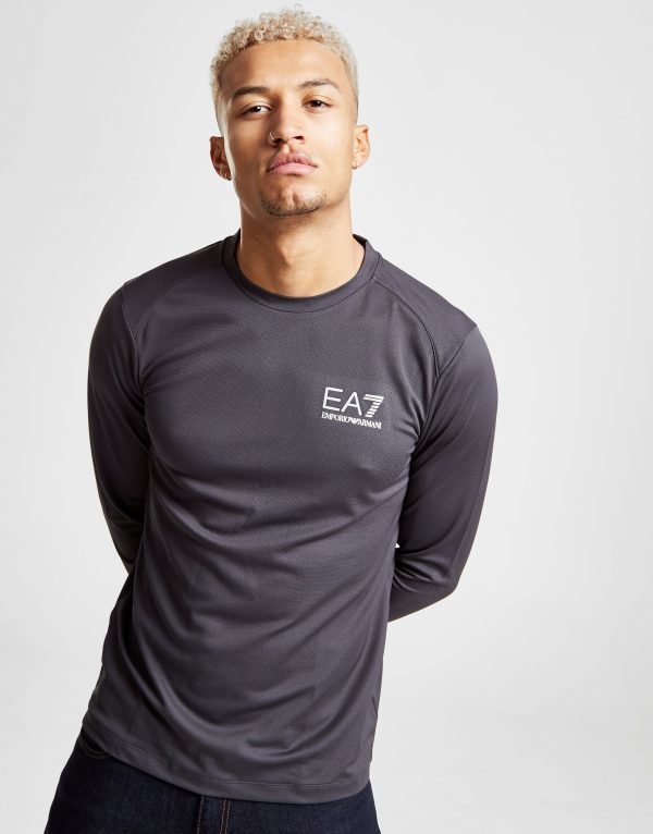 Emporio Armani Ea7 Long Sleeve Poly Pique T-Shirt Harmaa