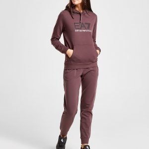 Emporio Armani Ea7 Overhead Hooded Tracksuit Maroon