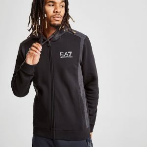 Emporio Armani Ea7 Zip Through Side Block Hoodie Musta