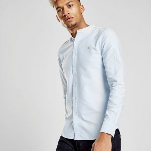 Farah Brewer Grandad Long Sleeve Shirt Sininen