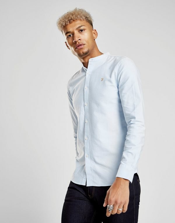 Farah Brewer Grandad Long Sleeve Shirt Sininen