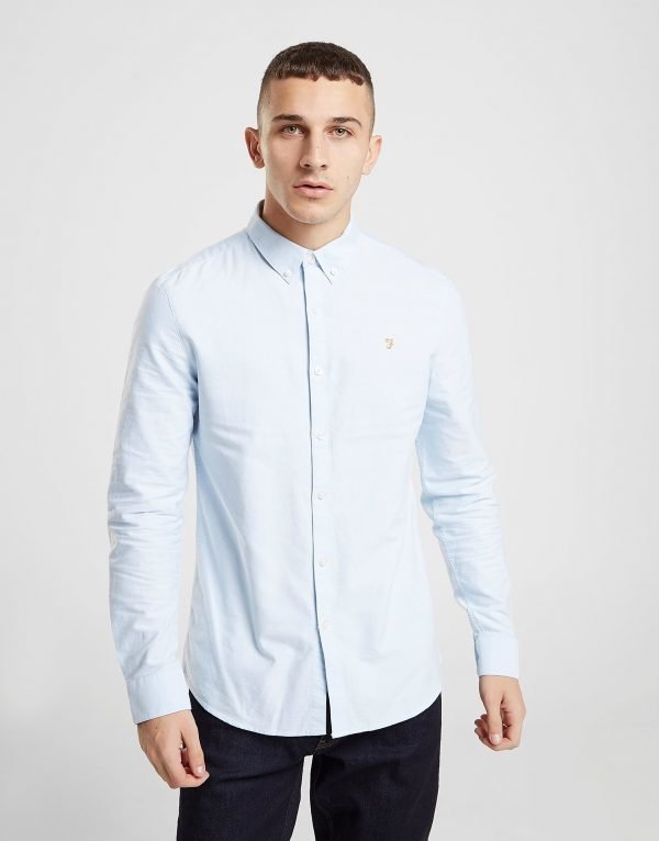 Farah Brewer Long Sleeve Oxford Shirt Sininen