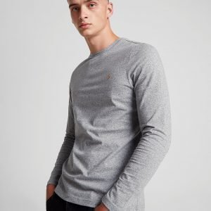 Farah Long Sleeve Denny T-Shirt Harmaa