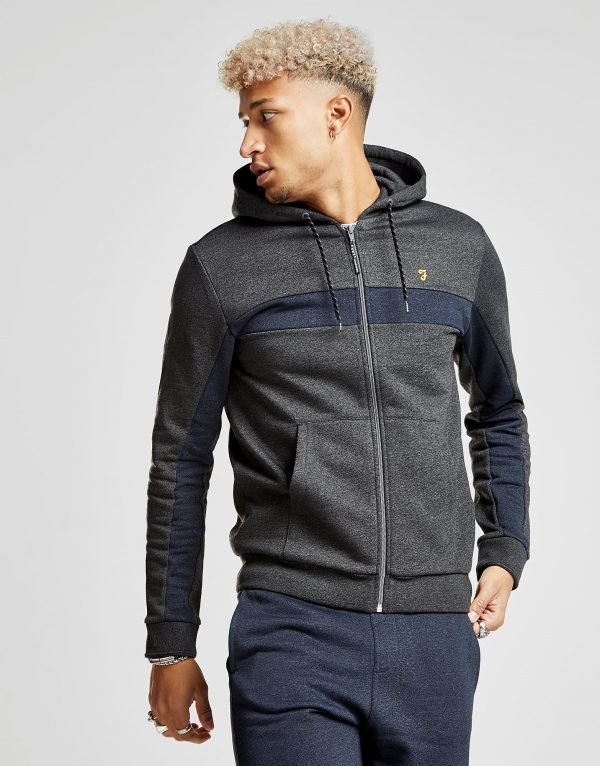 Farah Millbrae Zip Through Panel Hoodie Harmaa