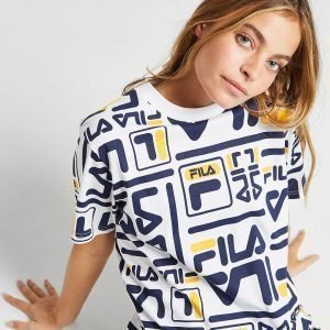 Fila All Over Print Boyfriend T-Shirt Valkoinen