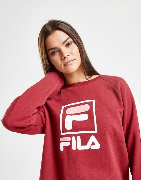 Fila Box Logo Crew Sweatshirt Burgundy / White