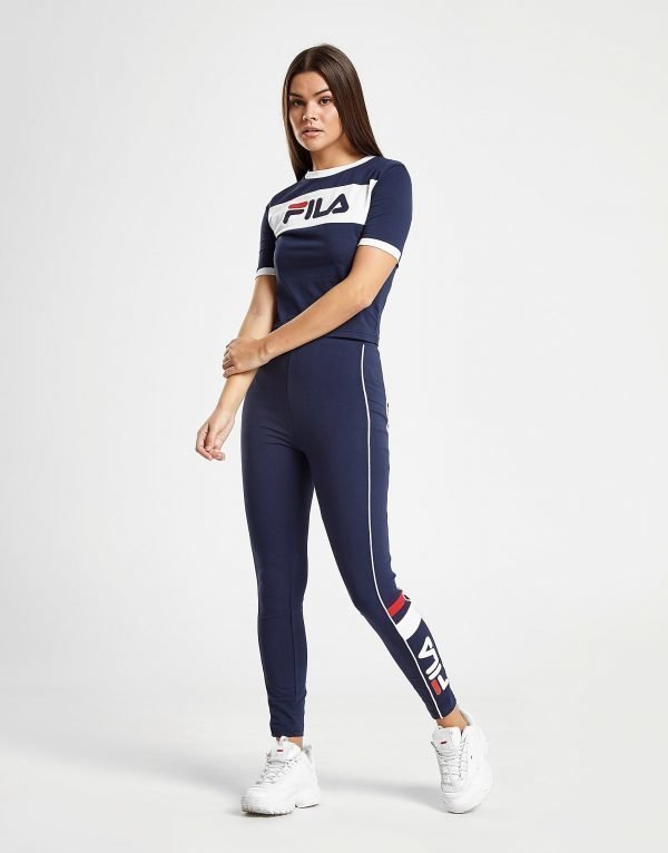 Fila Panel Crop T-Shirt Laivastonsininen