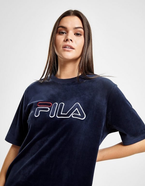 Fila Velour T-Shirt Laivastonsininen