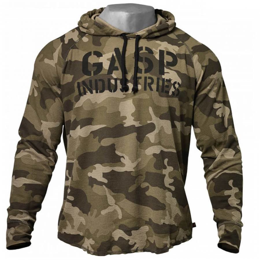 GASP Long Sleeve Thermal Hoody Green Camoprint L Vihreä