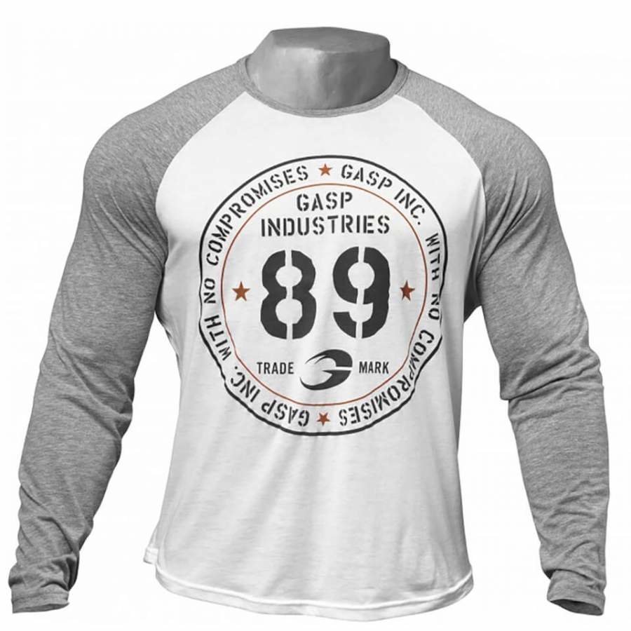 GASP Raglan Long Sleeve T-Shirt White/Grey Melange XXXL White/Grey