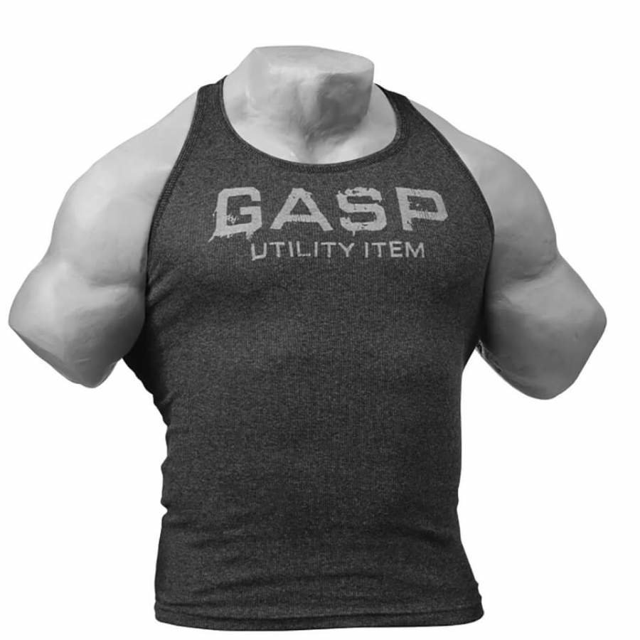 GASP Ribbed T-Back Vest Antracite Melange L Harmaa