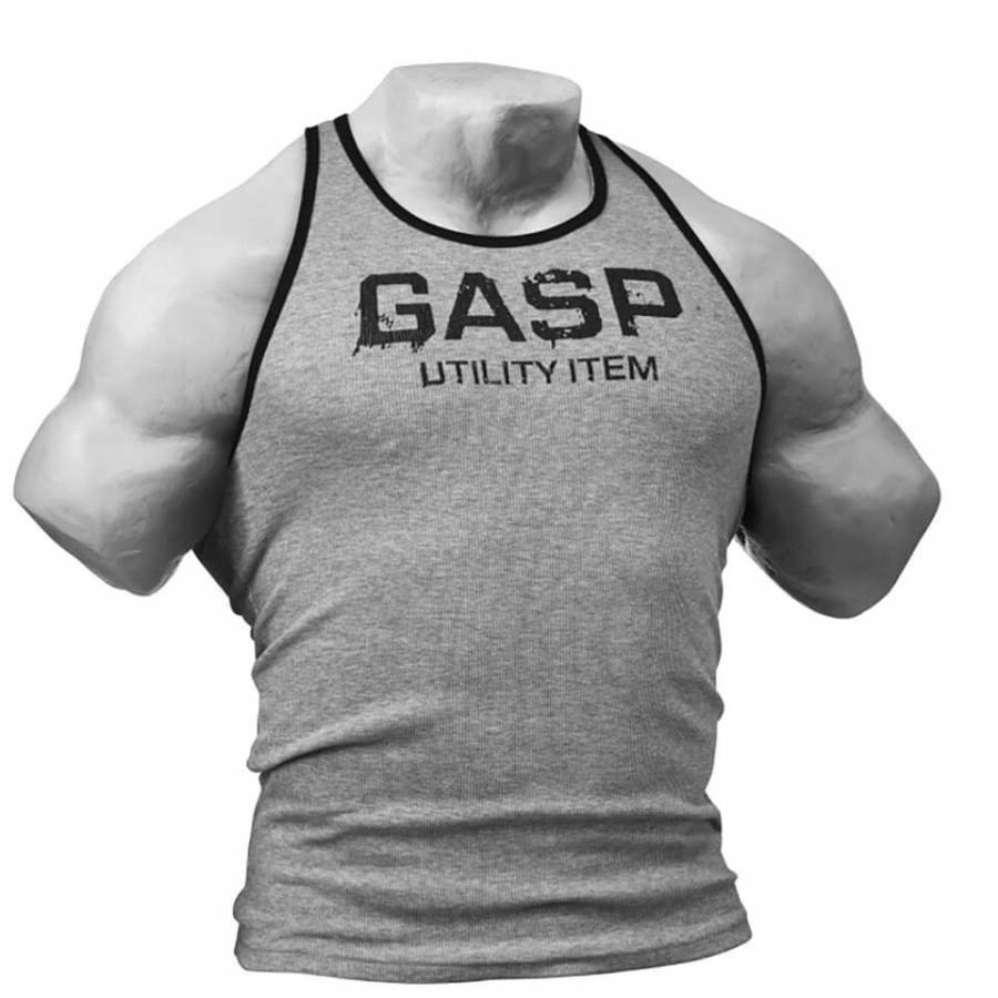 GASP Ribbed T-Back Vest Grey Melange XXL Harmaa