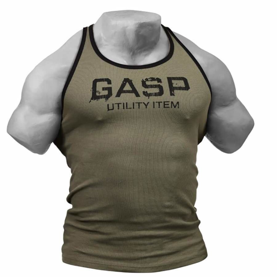 GASP Ribbed T-Back Vest Wash Green L Vihreä
