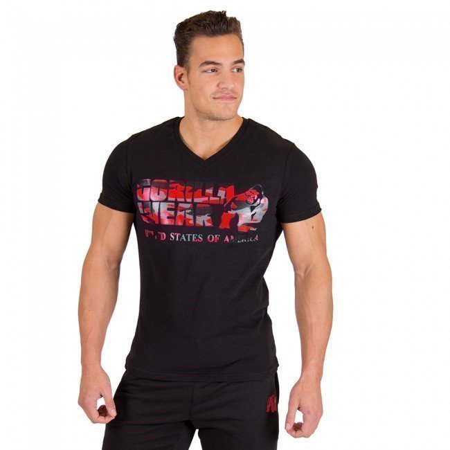 Gorilla Wear Sacramento V-Neck Tee Black/Red