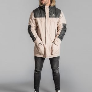 Gym King Colour Block Parka Jacket Beige