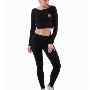 Gym King Long Sleeve Logo Crop Toppi Musta