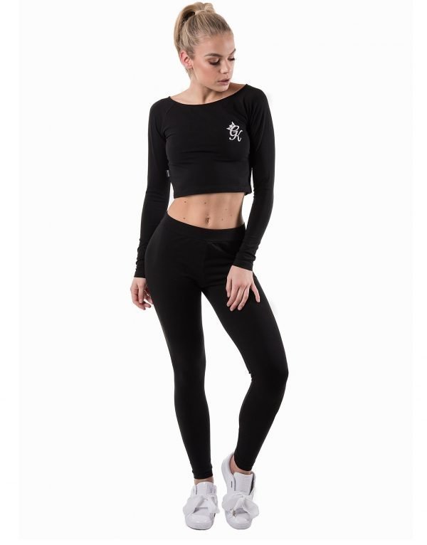 Gym King Long Sleeve Logo Crop Toppi Musta