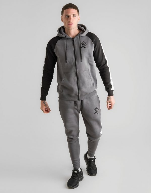 Gym King Zip Through Panel Fleece Hoodie Harmaa