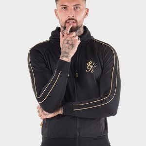 Gym King Zip Through Poly Hoodie Musta