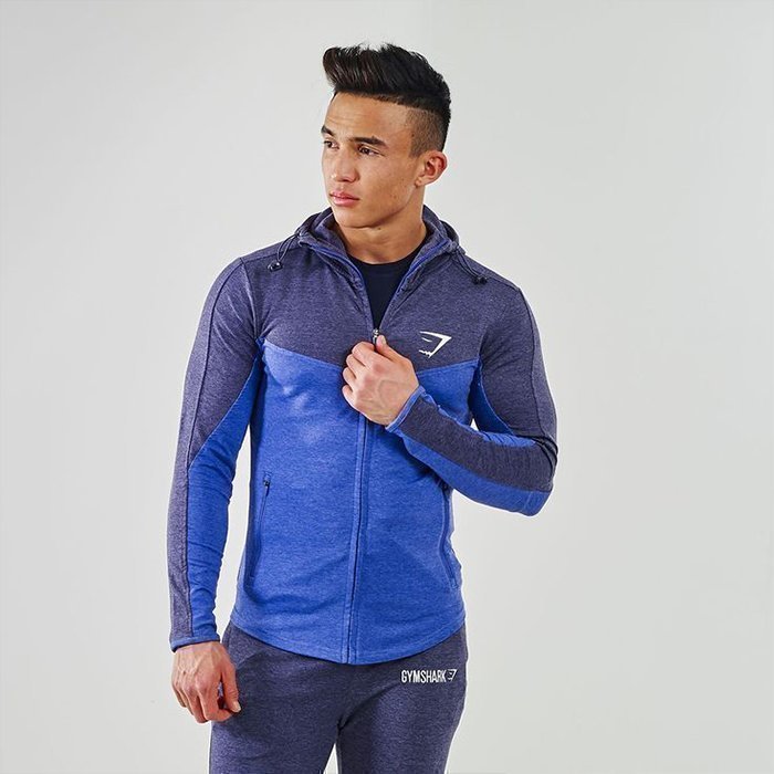 Gymshark Fit Hodded Top Navy/L blue