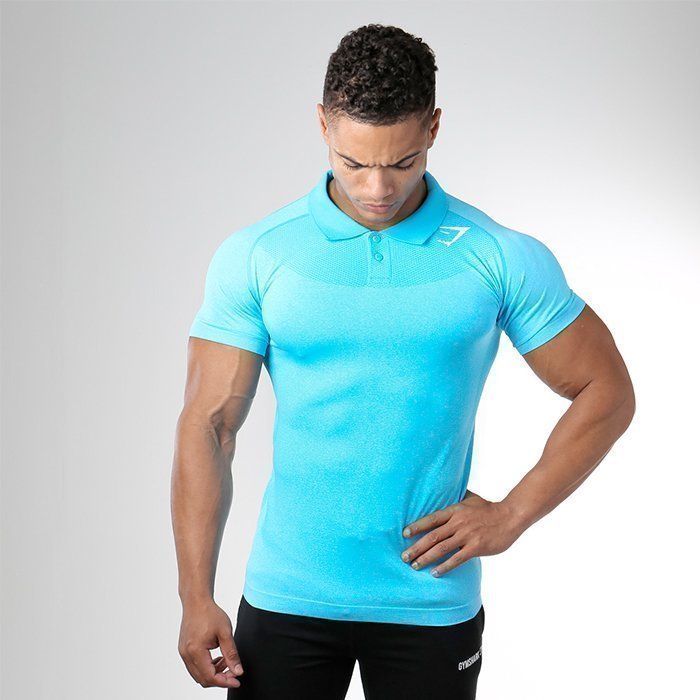 Gymshark Seamless Avant Polo Blue Marl/White M