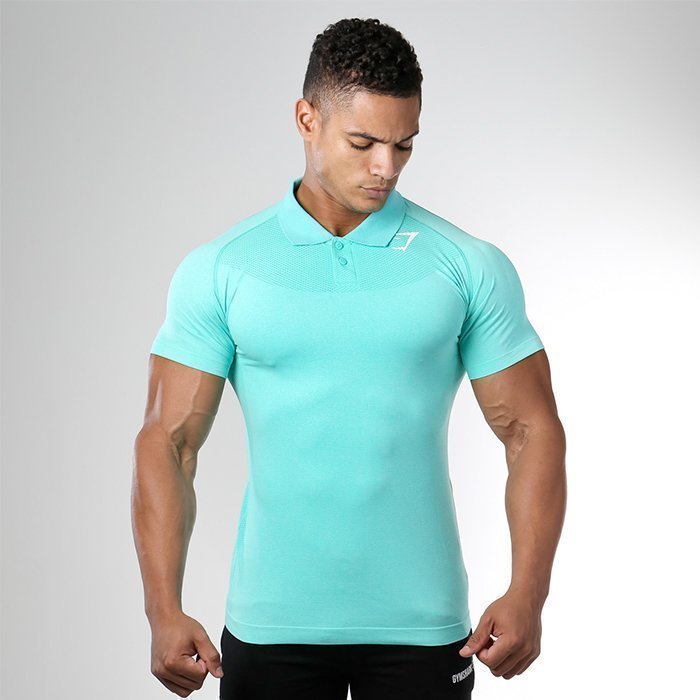 Gymshark Seamless Avant Polo Green Marl/White L