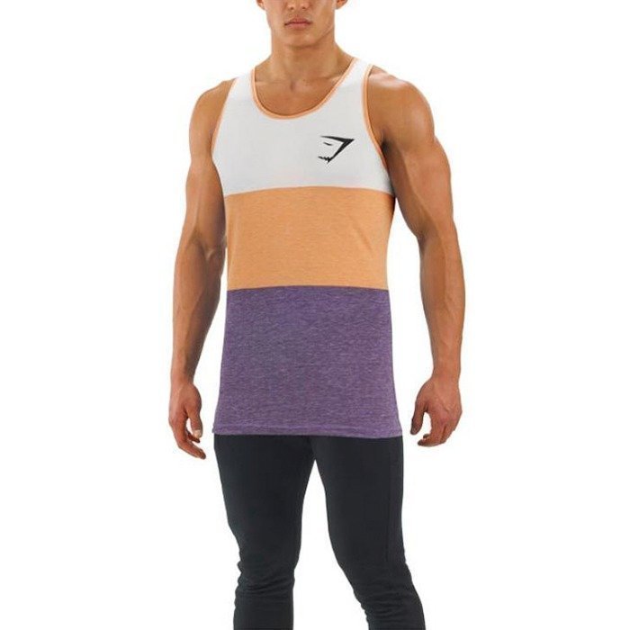 Gymshark Tri Panel Tank Orange/Purple M