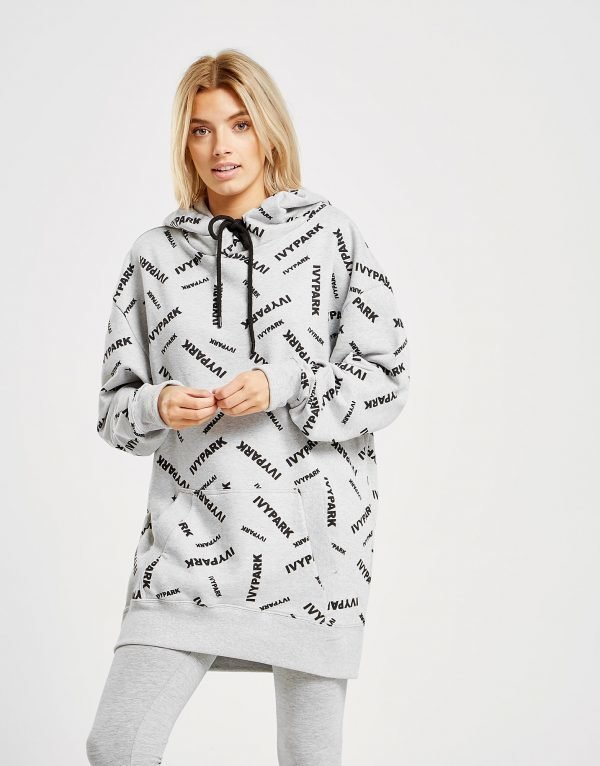 Ivy Park All Over Print Logo Overhead Hoodie Harmaa