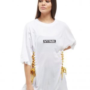 Ivy Park Lace Up Boyfriend T-Shirt Valkoinen