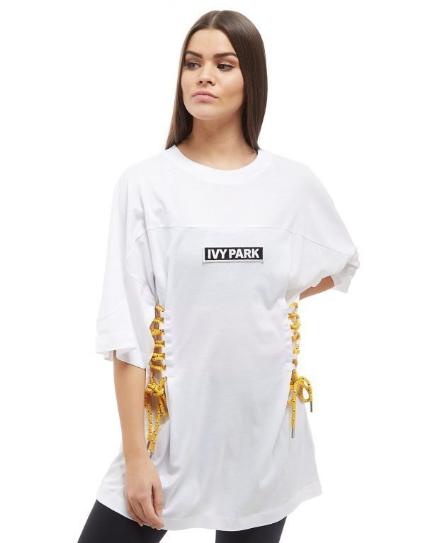 Ivy Park Lace Up Boyfriend T-Shirt Valkoinen