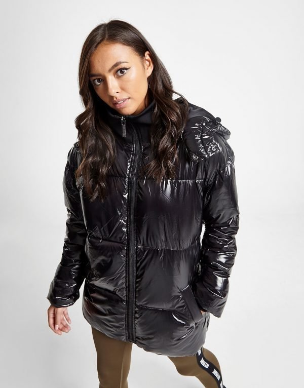 Ivy Park Vinyl Puffer Takki Musta