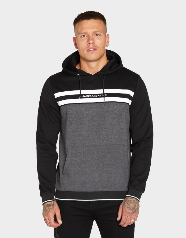 Jameson Carter Chest Stripe Overhead Hoodie Musta