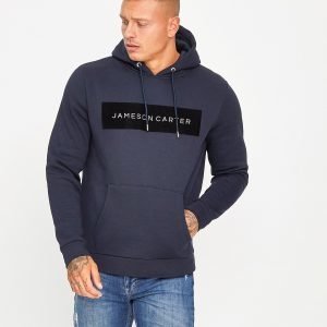 Jameson Carter Velour Box Hoodie Laivastonsininen