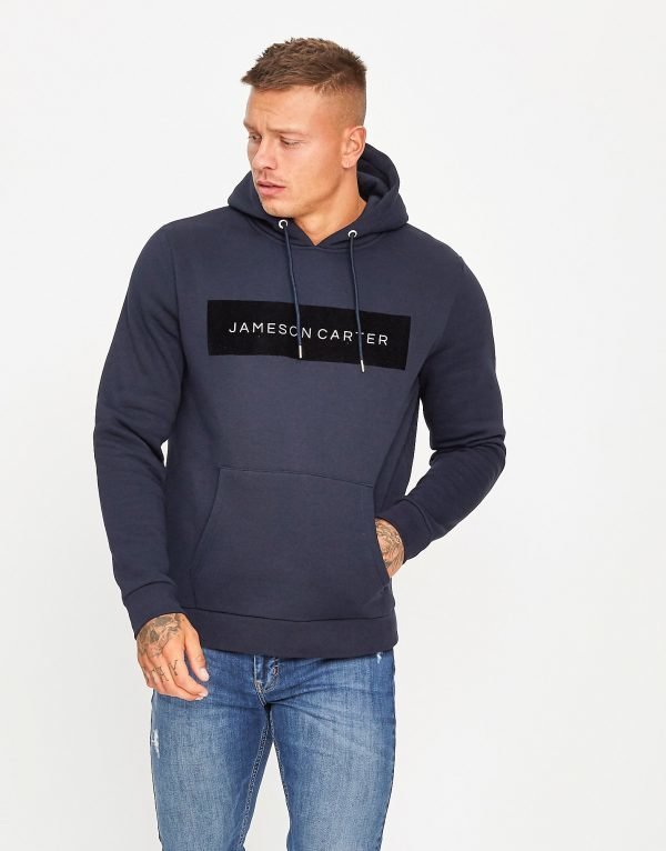 Jameson Carter Velour Box Hoodie Laivastonsininen