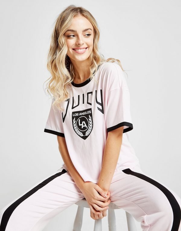 Juicy By Juicy Couture Ringer T-Shirt Vaaleanpunainen