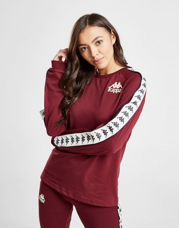 Kappa Banda Long Sleeve Boyfriend T-Paita Burgundy / White